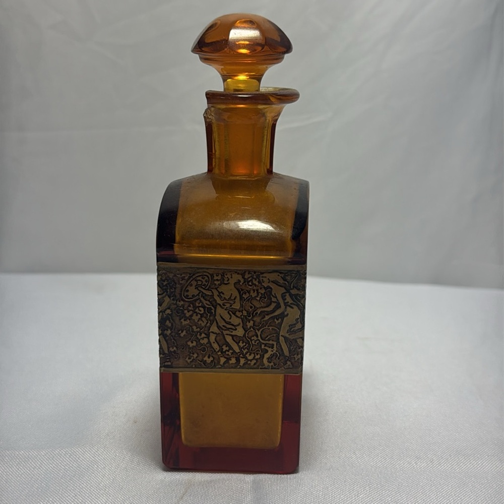 Moser Signed Art Nouveau Amber Glass Decorative Bottle - Picture 7 of 14